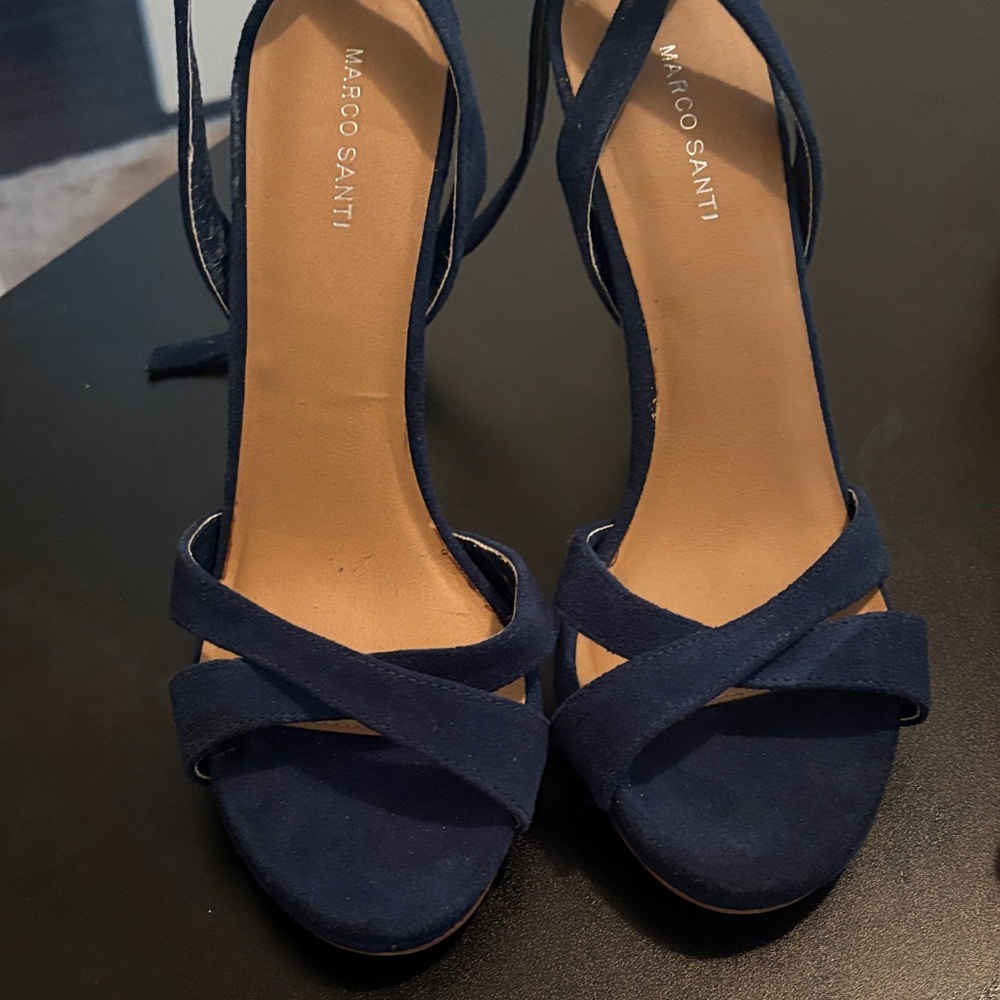 Marco Santi Women's Blue Suede Strappy Heels